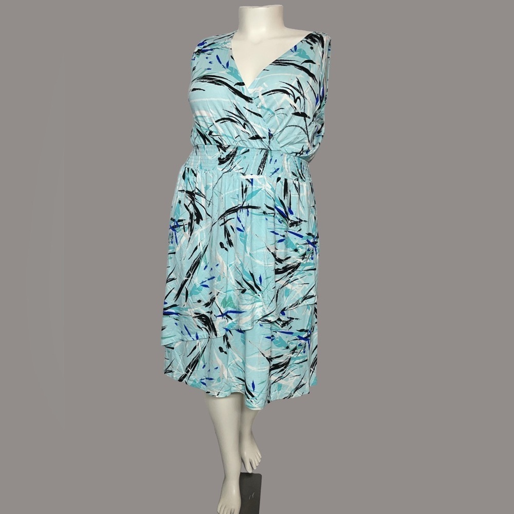 Lane Bryant Blue and Black Floral Dress